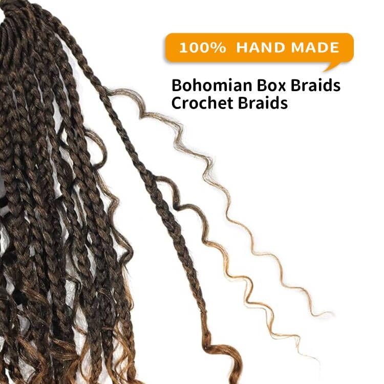 Datanala Goddess Box Braids Crochet Hair 8Packs 18Inch Boho Box Braids with Curly Ends Bohemian Crochet Braids for Black Women Synthetic Goddess Braids Crochet Hair (T30#, 18inch)