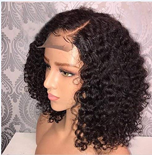 Jessica Hair Black Women Curly Brazilian Virgin Hair Lace Front Wigs Human Hair Wigs Glueless with Baby Hair(14 inch with 150% density)