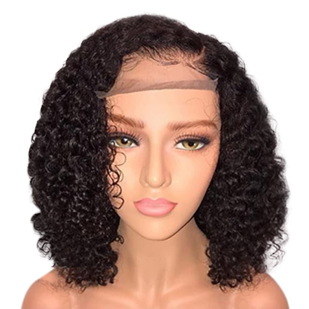 Jessica Hair Black Women Curly Brazilian Virgin Hair Lace Front Wigs Human Hair Wigs Glueless with Baby Hair(14 inch with 150% density)