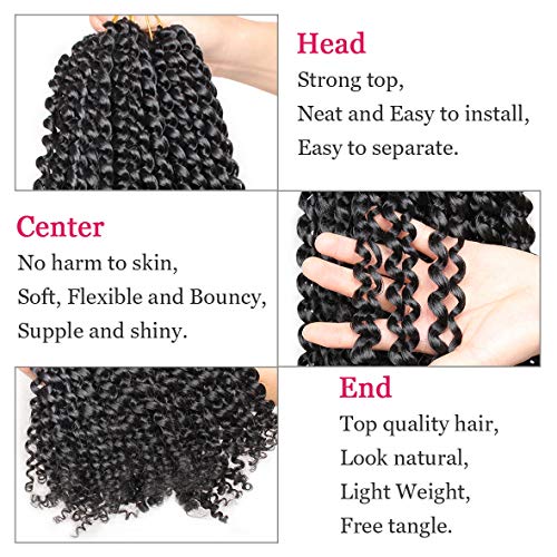 Leeven 7 Packs Passion Twist Braiding Hair for Butterfly Locs Natural Black Water Wave Crochet Passion Twist Hair for Women 18 Inch Long Bohemian Braids Synthetic Crochet Hair 1B#