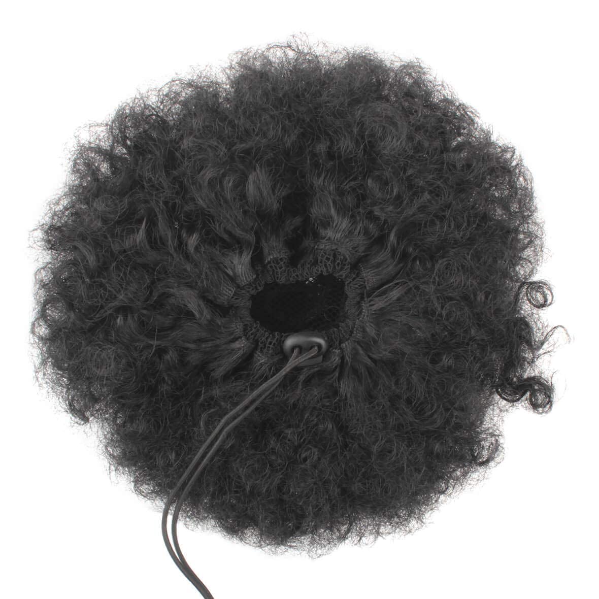 Xtrend Afro Ponytail Drawstring Short Afro Kinky Curly Pony Tail Curly Hair Kanekalon Fiber Puff Ponytail Wrap Updo Hair Extensions with 2 Clips for Black Women 1B#