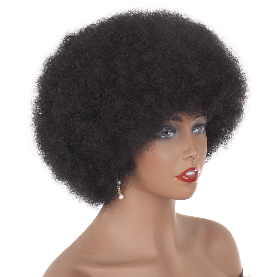 Xtrend 8" Women's Short Afro Kinky Curly Hair Black Wigs for Black Women Heat Resistant Wigs Soft Natural Looking Premium Synthetic Hair Wigs for Women