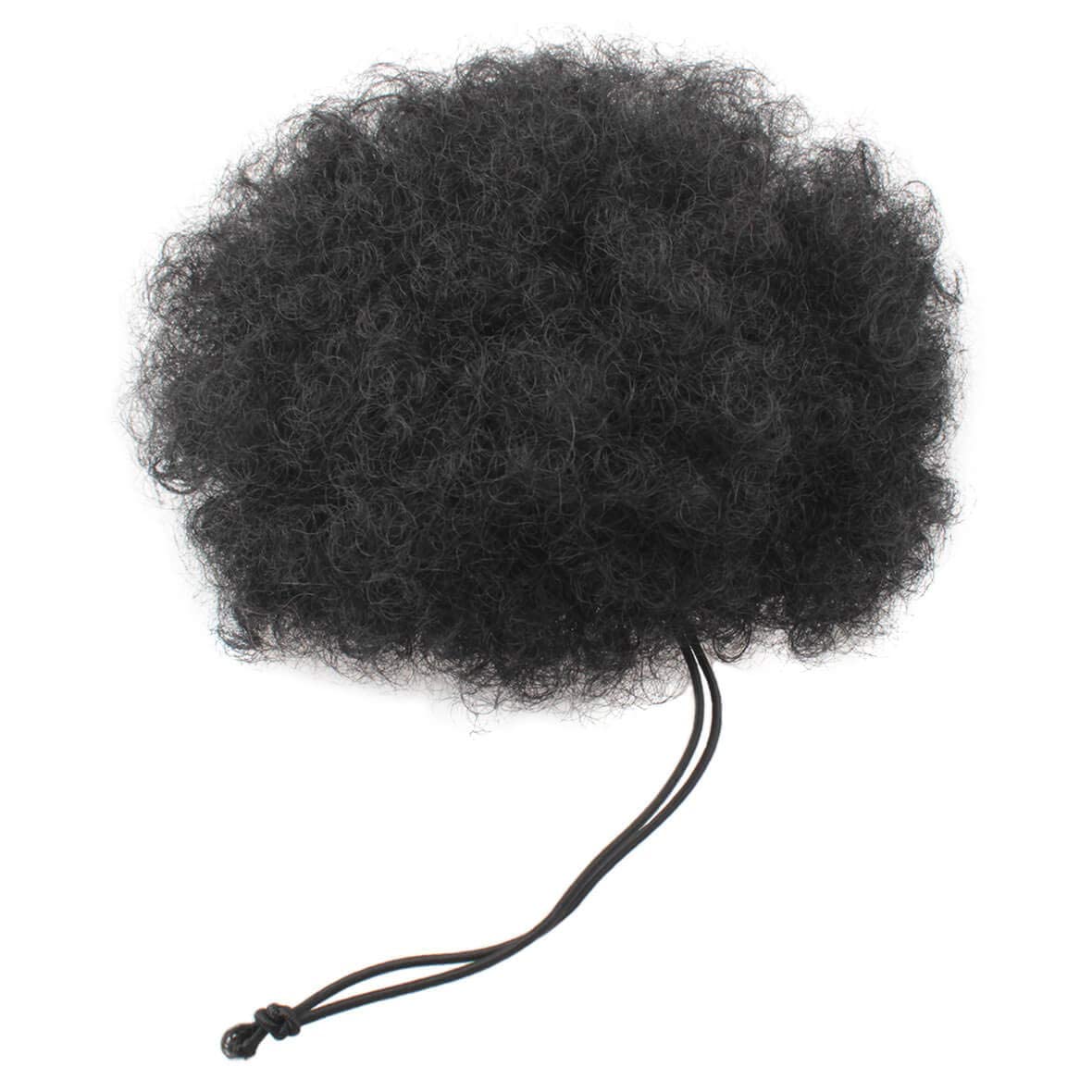 Xtrend Afro Ponytail Drawstring Short Afro Kinky Curly Pony Tail Curly Hair Kanekalon Fiber Puff Ponytail Wrap Updo Hair Extensions with 2 Clips for Black Women 1B#