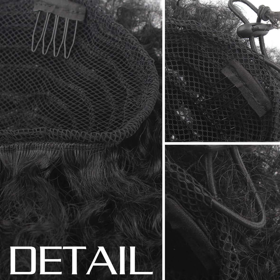 Xtrend Afro Ponytail Drawstring Short Afro Kinky Curly Pony Tail Curly Hair Kanekalon Fiber Puff Ponytail Wrap Updo Hair Extensions with 2 Clips for Black Women 1B#