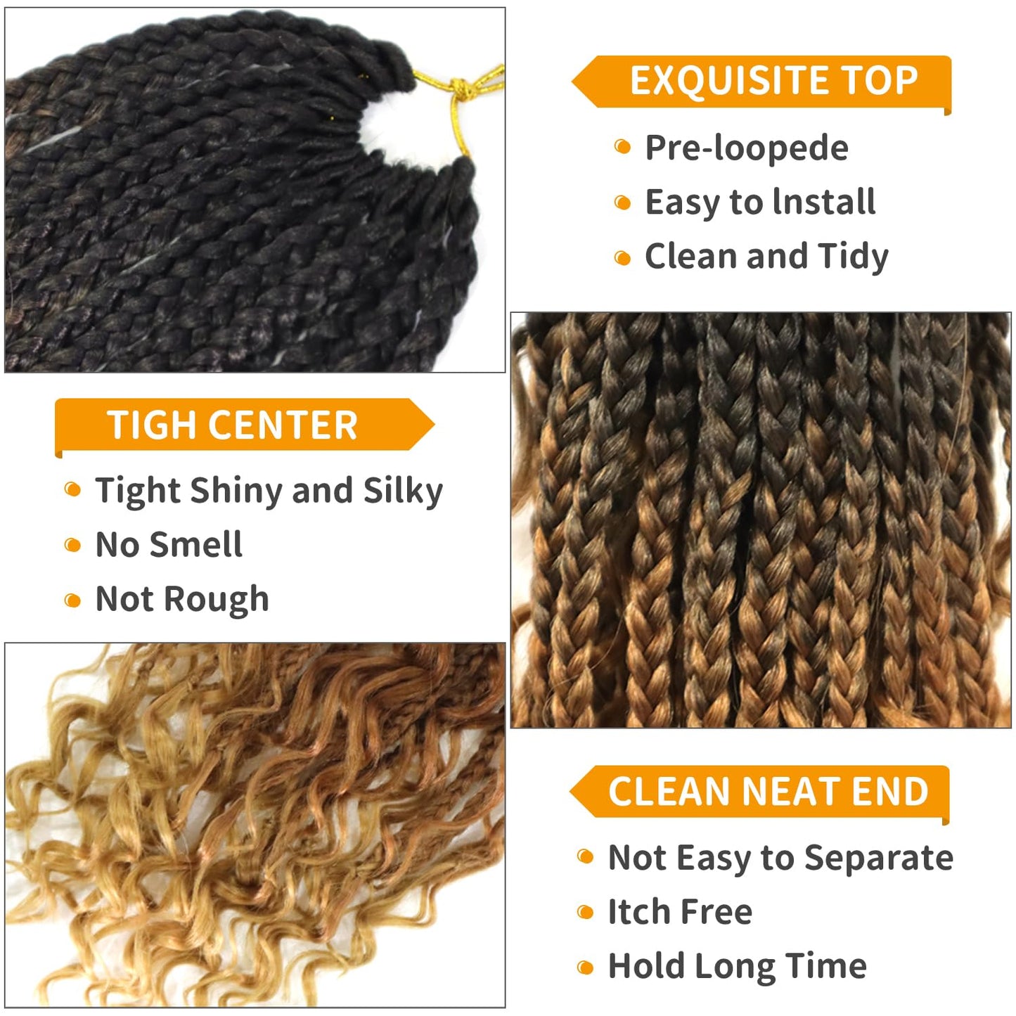 Datanala Goddess Box Braids Crochet Hair 8Packs 18Inch Boho Box Braids with Curly Ends Bohemian Crochet Braids for Black Women Synthetic Goddess Braids Crochet Hair (1B/30/27#, 18inch)