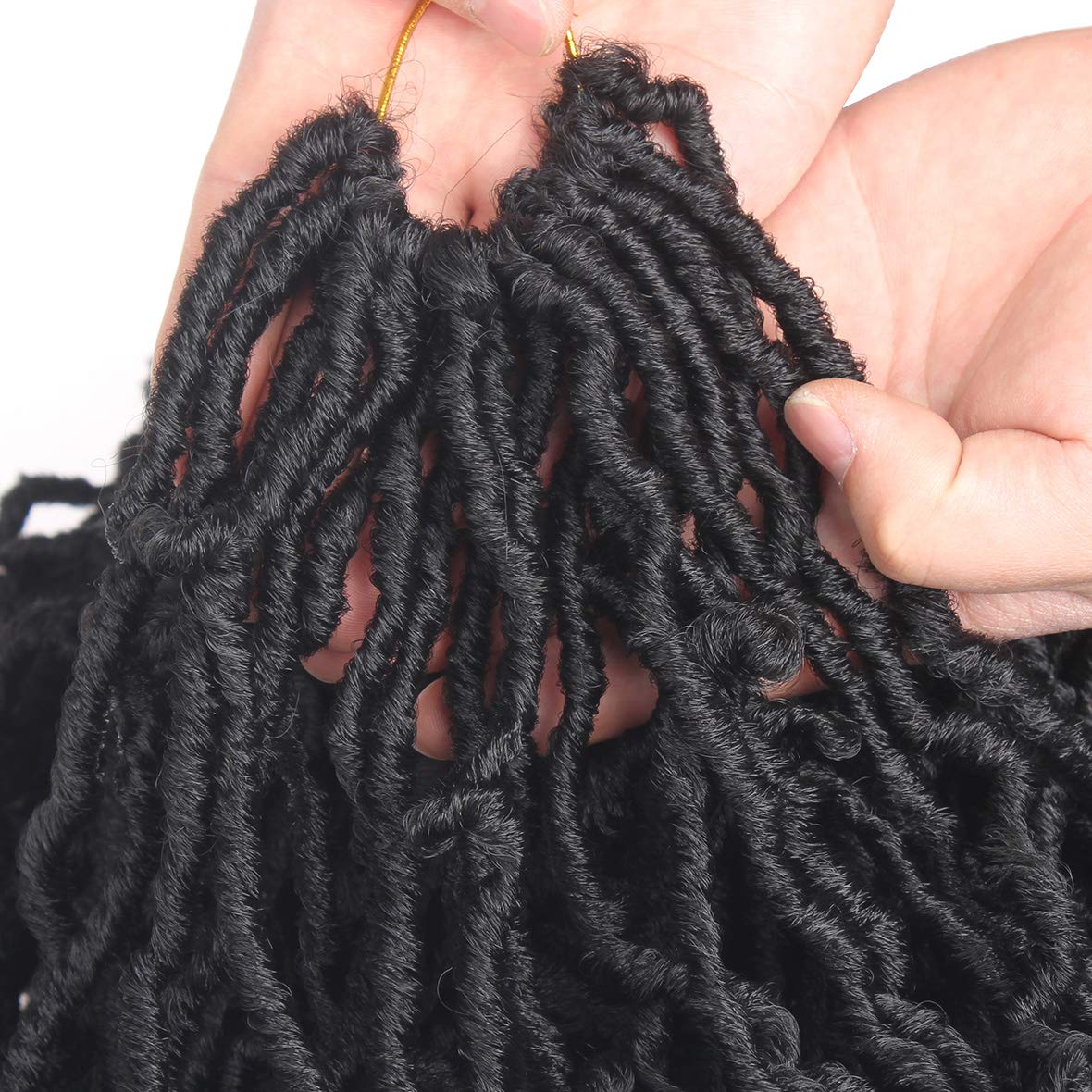 Leeven 18 Inch Nu Faux Locs Crochet Hair 7 Packs Black Soft Messy Faux Locs Crochet Braids Distressed Natural Look Locs Easy Technique No Tension Synthetic Hair Extensions for Women 1B#