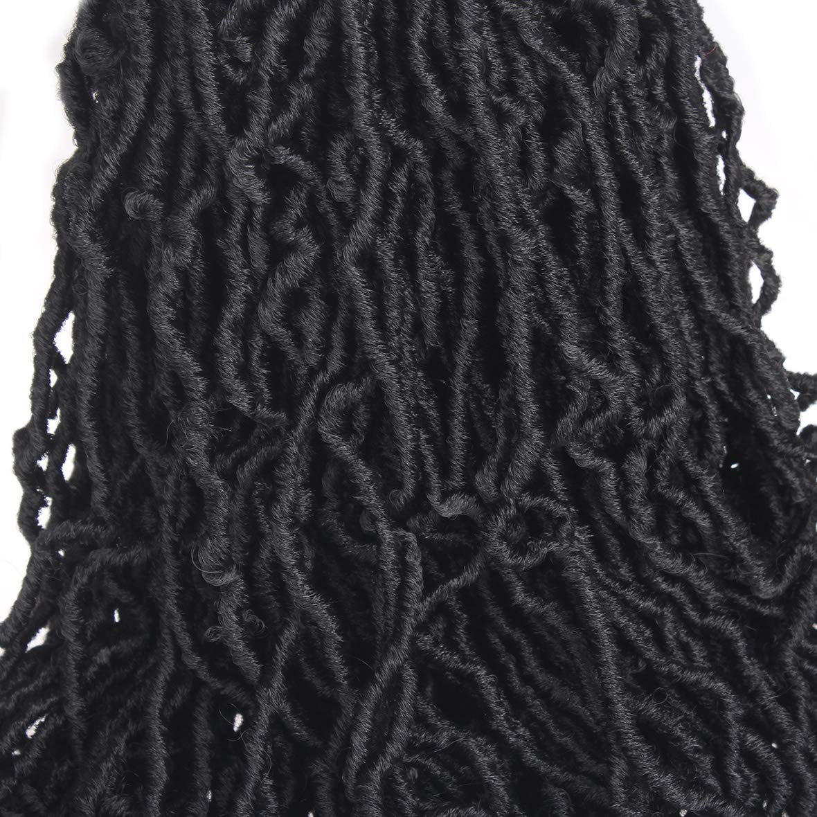 Leeven 18 Inch Nu Faux Locs Crochet Hair 7 Packs Black Soft Messy Faux Locs Crochet Braids Distressed Natural Look Locs Easy Technique No Tension Synthetic Hair Extensions for Women 1B#