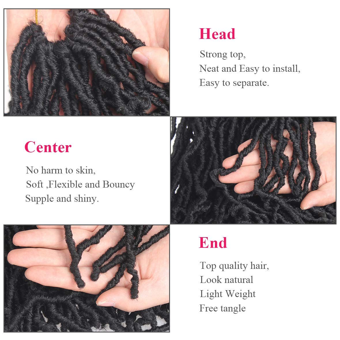 Leeven 18 Inch Nu Faux Locs Crochet Hair 7 Packs Black Soft Messy Faux Locs Crochet Braids Distressed Natural Look Locs Easy Technique No Tension Synthetic Hair Extensions for Women 1B#