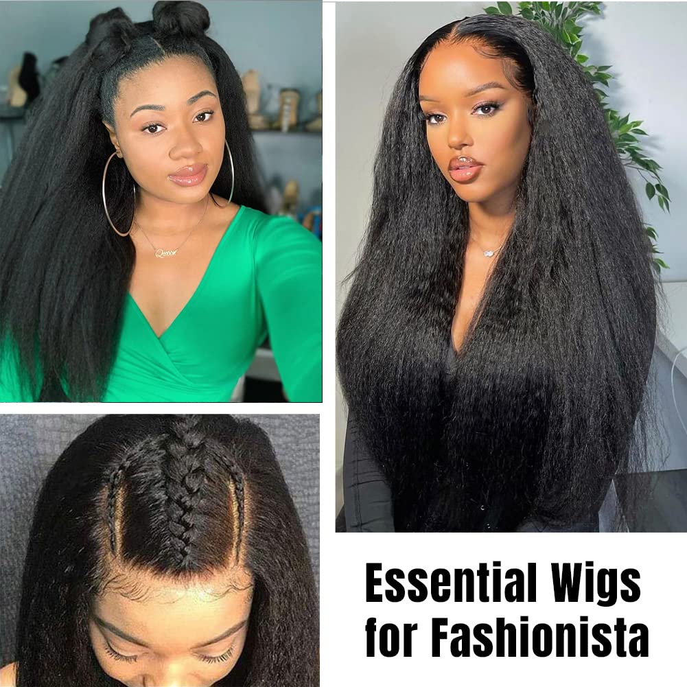 U Part Wig Human Hair Kinky Straight Wigs for Black Women, 10 inch Half Wig 2x4 U Shape Clip in Wigs None Lace Front Wigs No sewing No Glue