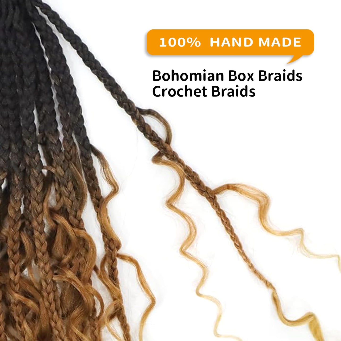 Datanala Goddess Box Braids Crochet Hair 8Packs 18Inch Boho Box Braids with Curly Ends Bohemian Crochet Braids for Black Women Synthetic Goddess Braids Crochet Hair (1B/30/27#, 18inch)