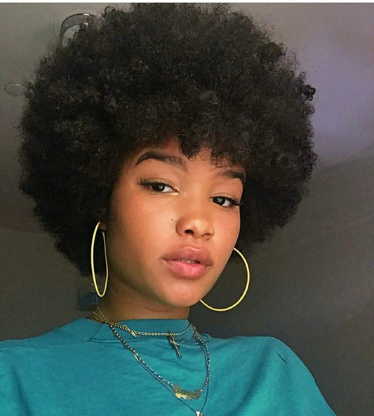 Xtrend 8" Women's Short Afro Kinky Curly Hair Black Wigs for Black Women Heat Resistant Wigs Soft Natural Looking Premium Synthetic Hair Wigs for Women