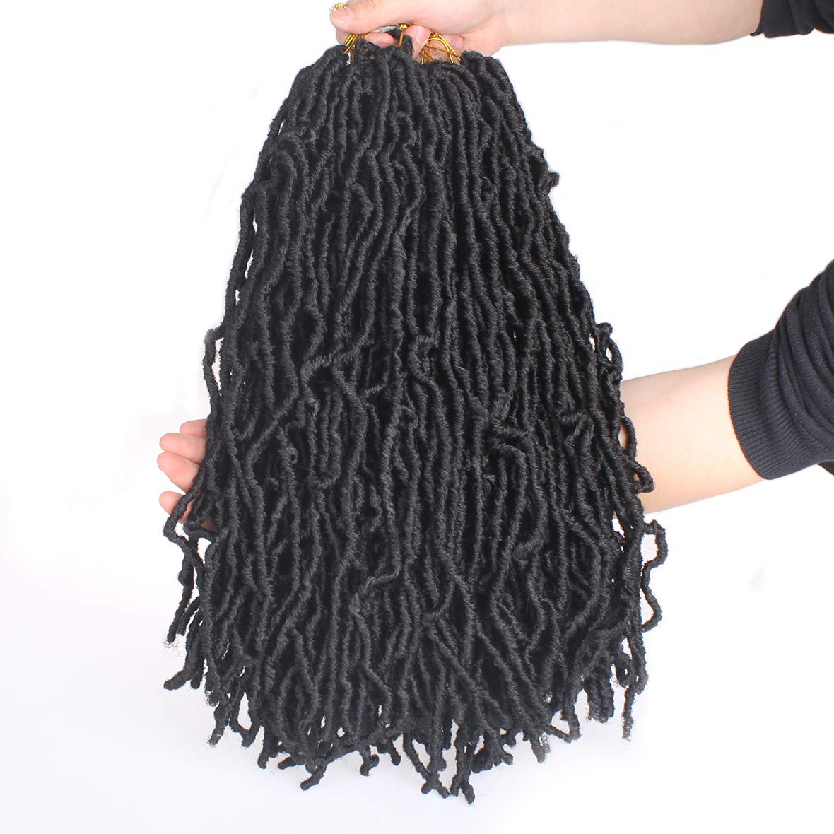 Leeven 18 Inch Nu Faux Locs Crochet Hair 7 Packs Black Soft Messy Faux Locs Crochet Braids Distressed Natural Look Locs Easy Technique No Tension Synthetic Hair Extensions for Women 1B#