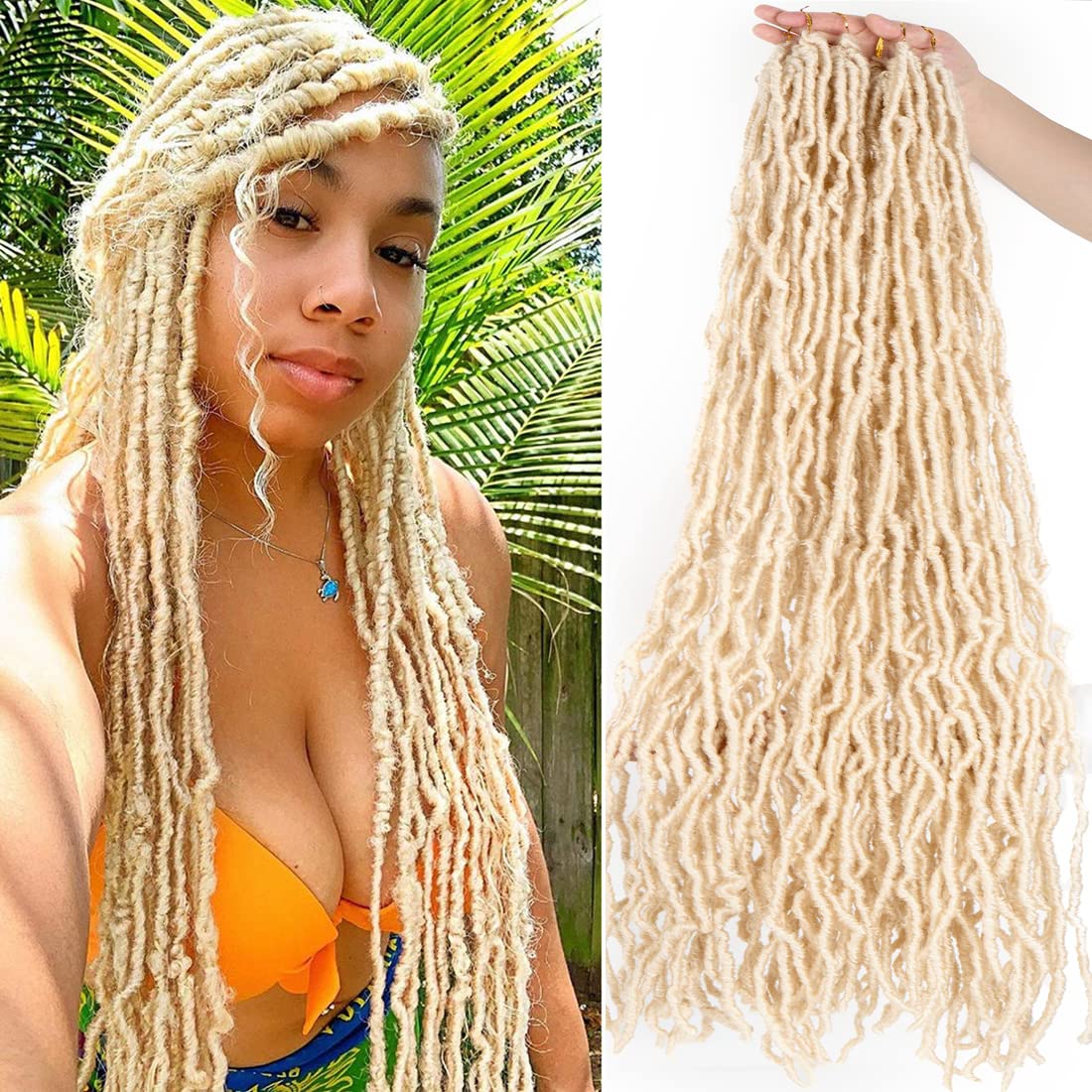 Shoobidoo 24 Inch Soft Locs Crochet Hair Pre Looped 6 Packs 21/stands Faux Locs Crochet Braids Goddess Locs Dreadlocs Synthetic Hair For Black Women (24 inch, 613#)