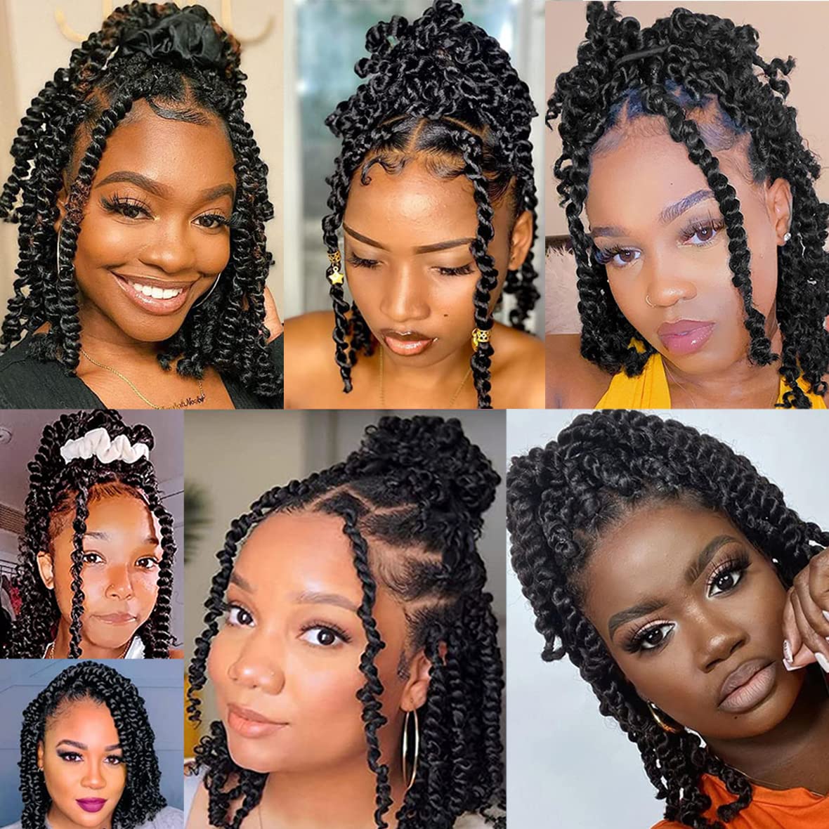 Leeven 8 Packs Pre Twisted Passion Twist Crochet Hair , Pre looped Curly Synthetic Bohemian Braiding Hair Extensions, 12 Strands/Pack ,