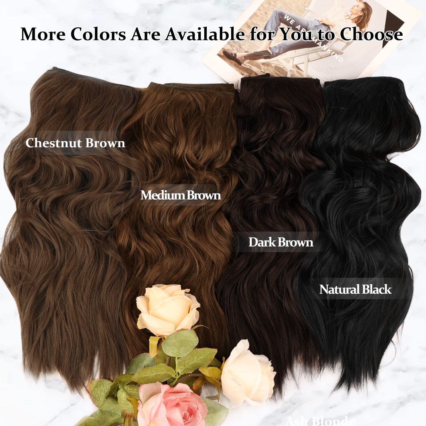 NAYOO Clip in Hair Extensions for Women 20 Inch Long Wavy curly Natural Black Hair Extension Full Head Synthetic Hair Extension Hairpieces (6PCS, Natural Black)