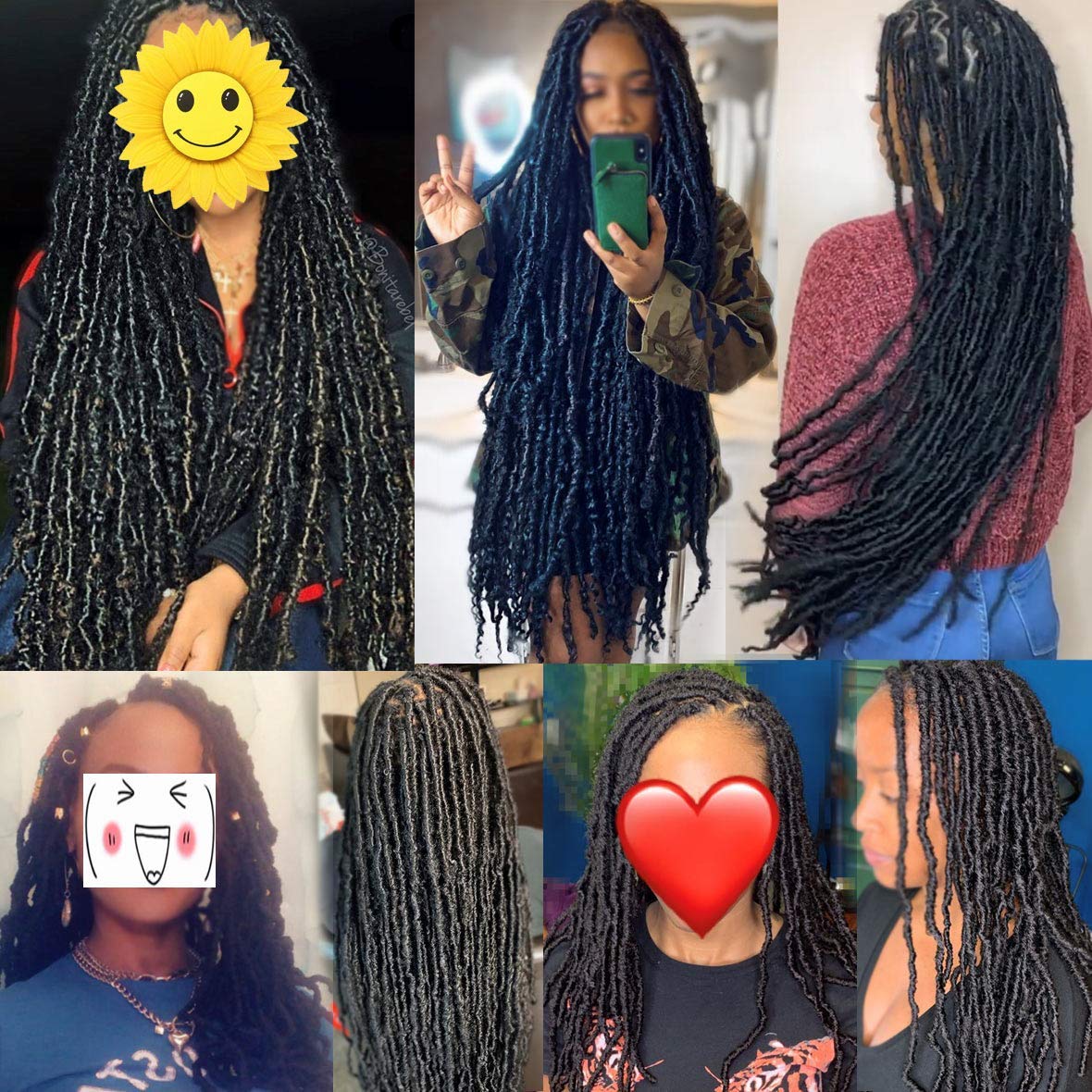 Leeven 18 Inch Nu Faux Locs Crochet Hair 7 Packs Black Soft Messy Faux Locs Crochet Braids Distressed Natural Look Locs Easy Technique No Tension Synthetic Hair Extensions for Women 1B#