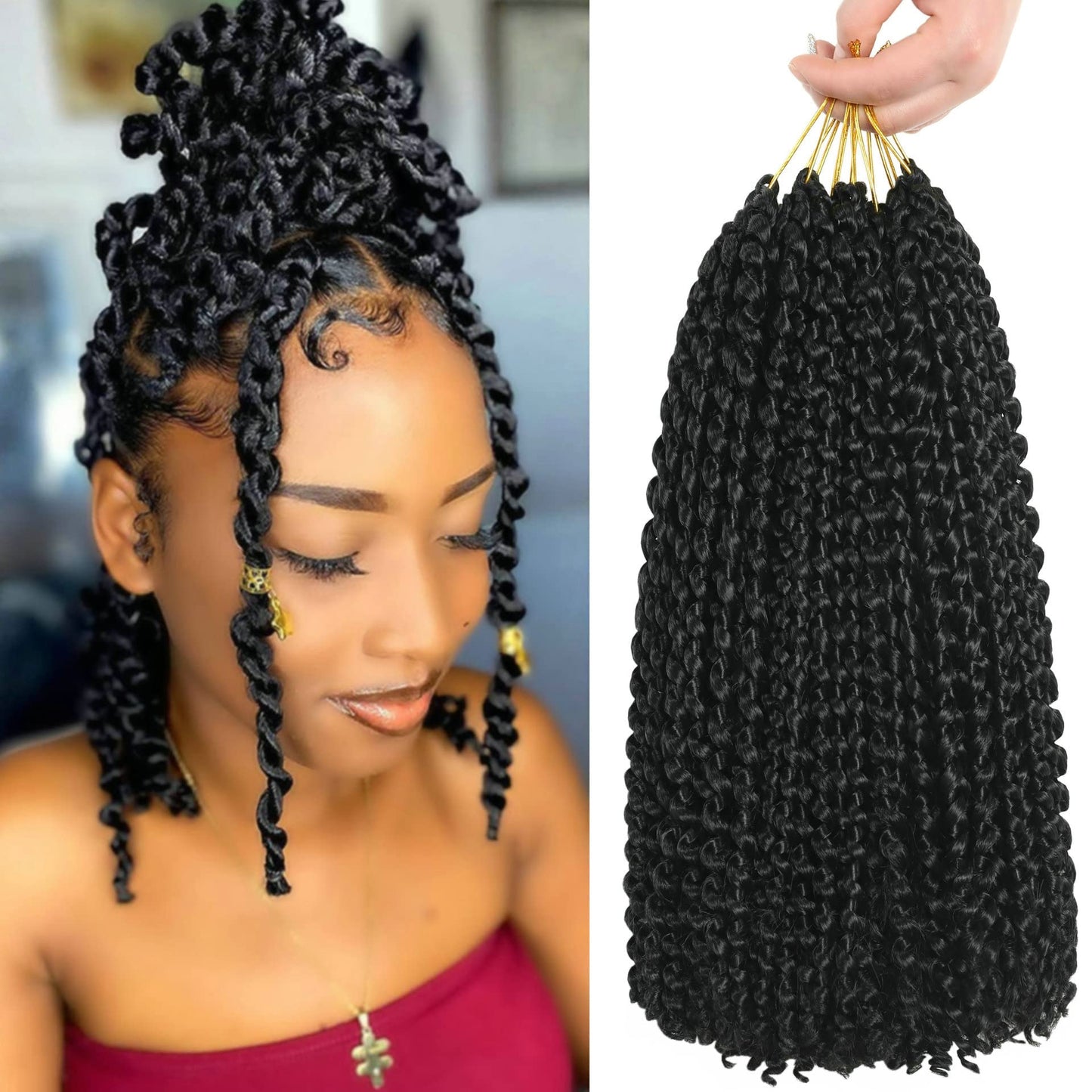 FUTAI Passion Twist Hair 7 Packs 12 Inch Pre Looped Water Wave Crochet Hair Bohemian Braids for Black Women