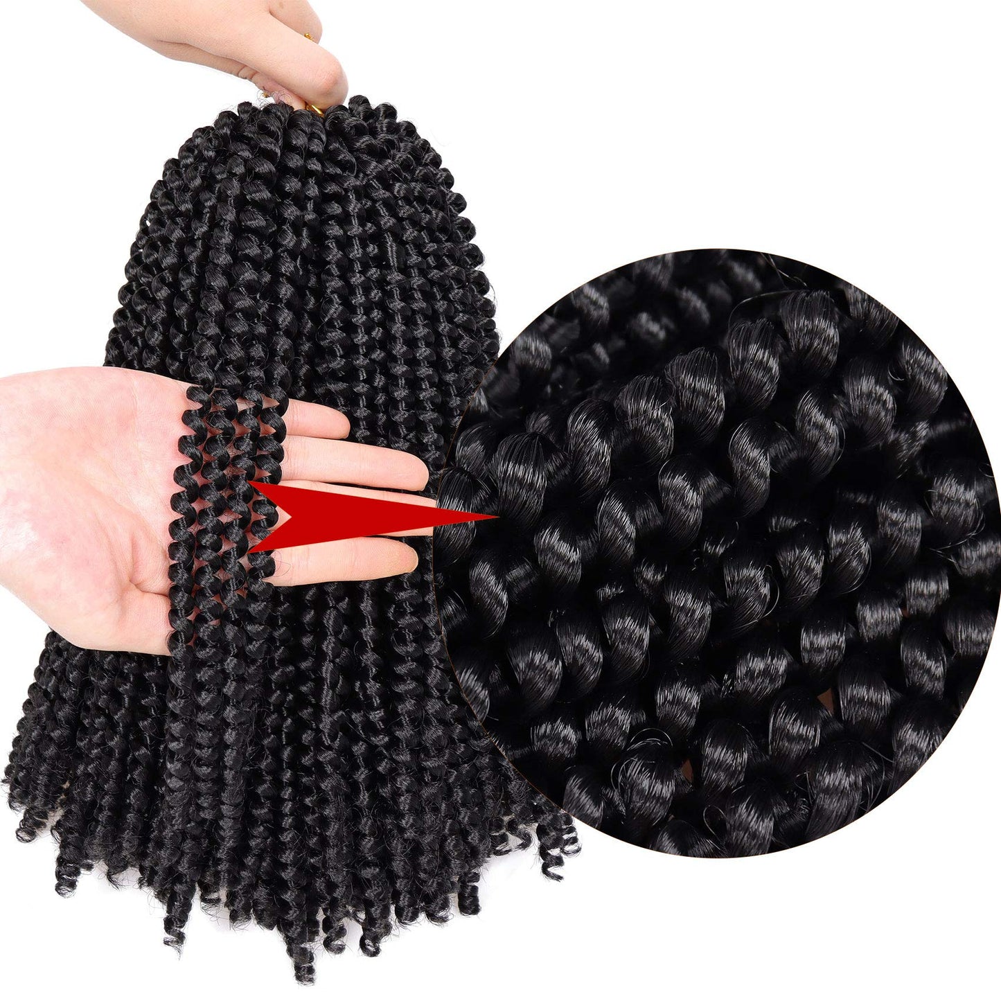 6 Packs Spring Twist Crochet Braiding Hair, Synthetic Fiber