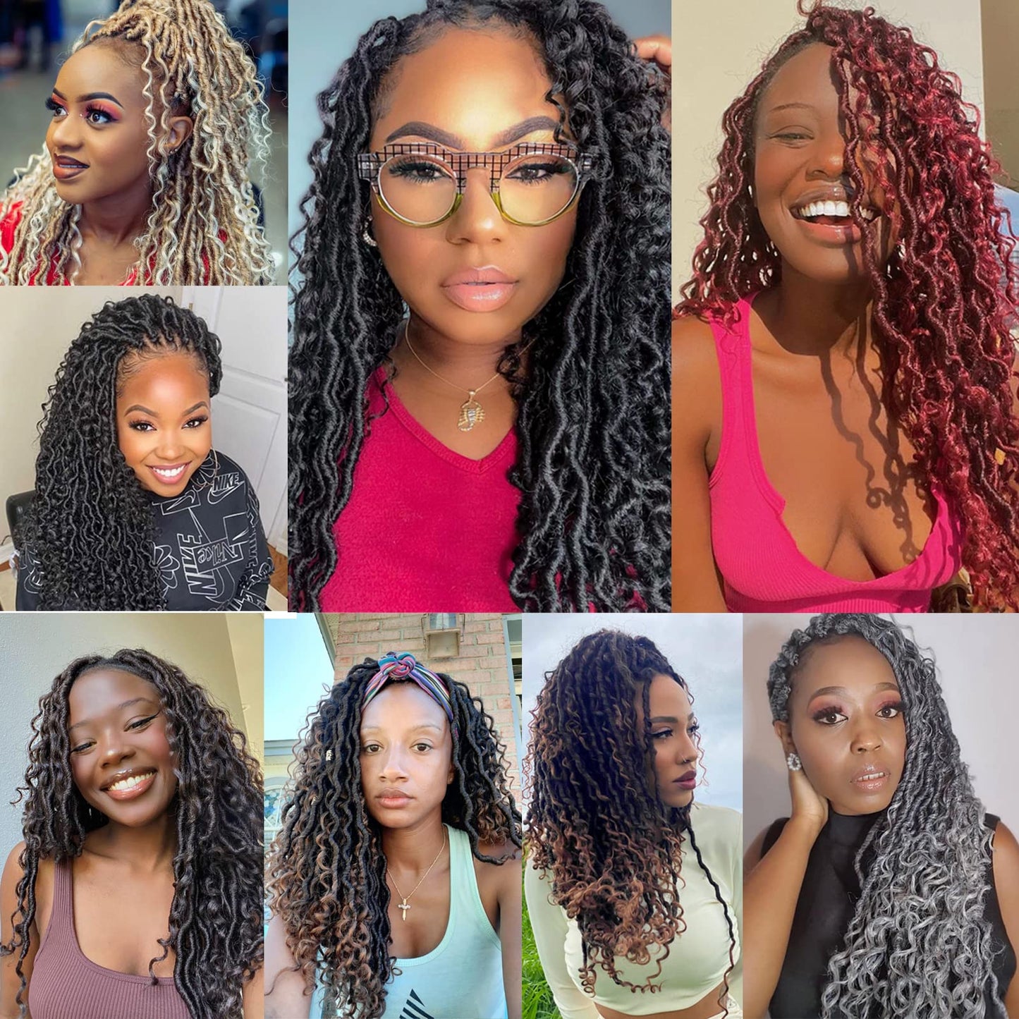 Goddess Locs Crochet Hair, 7 Packs, Boho Locs Crochet Braids Pre Looped, River Locs Crochet Hair with Curly Ends (1B/Bug)