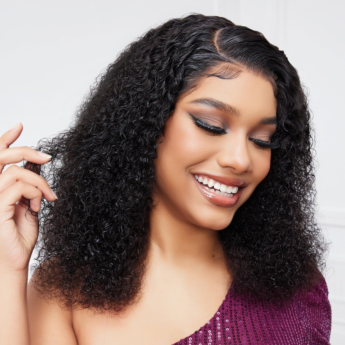 Jessica Hair Black Women Curly Brazilian Virgin Hair Lace Front Wigs Human Hair Wigs Glueless with Baby Hair(14 inch with 150% density)